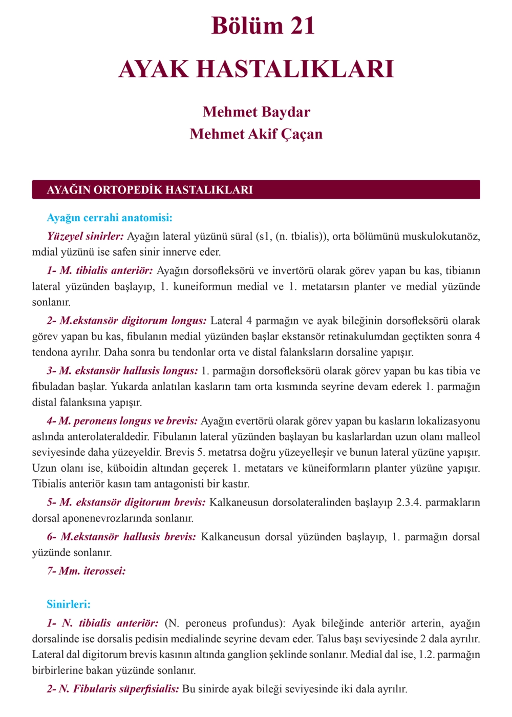 Ortopedik Hastalıklara Genel Yaklaşım Kitabı Bölüm 21